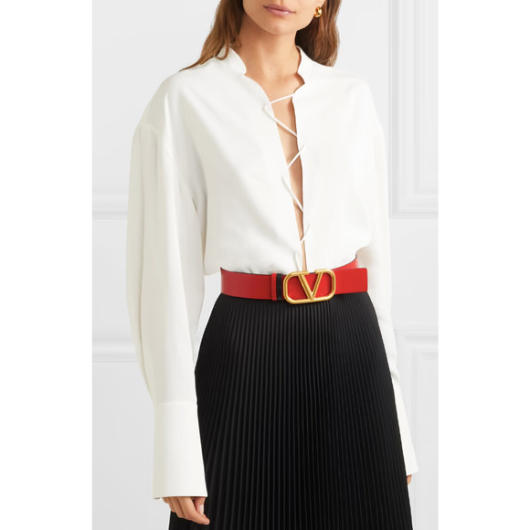 NEW Valentino Garavani V Logo Belt Reversible Black Red Gold 40mm 80 32 NWT - Picture 4 of 16